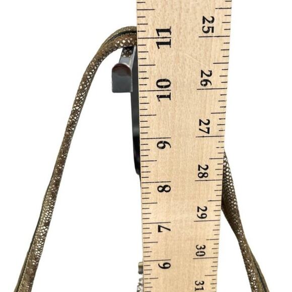 Antonio Melani Brown Tan Leather Snakeskin Studded Chain Handle Hobo Handbag - Picture 13 of 13